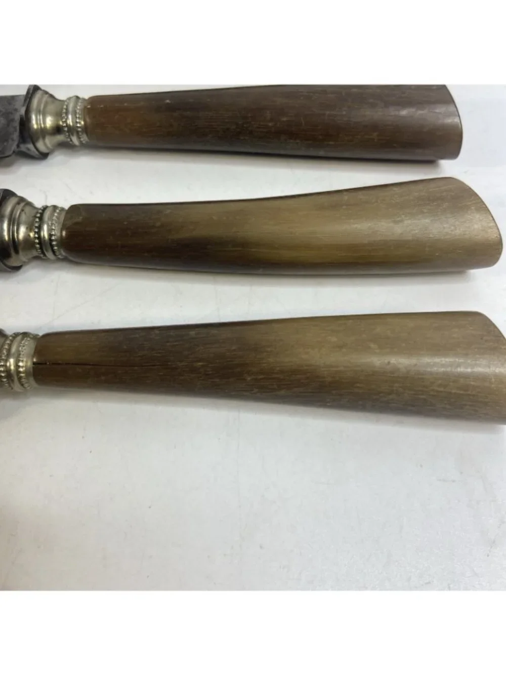 Antique  JA Henckels Solingen Germany Horn Handle Dinner Knives Set Of 4 Carbon
